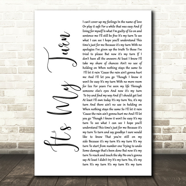 Diana Ross It's My Turn White Script Song Lyric Music Print