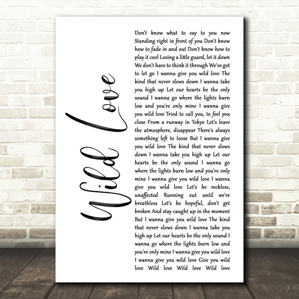 James Bay Wild Love White Script Song Lyric Music Print