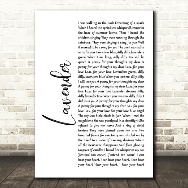 Marillion Lavender White Script Song Lyric Music Print