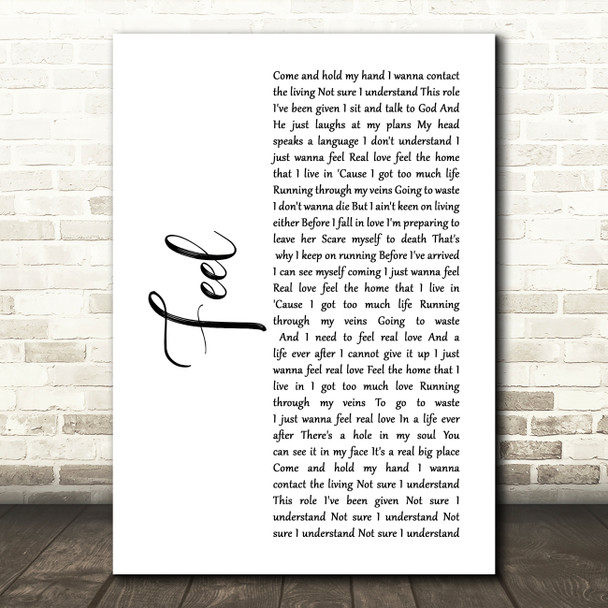 Robbie Williams Feel White Script Song Lyric Music Print