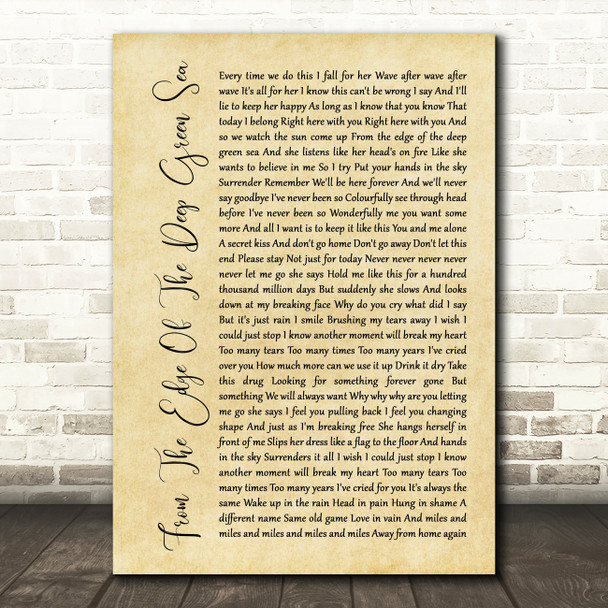 The Cure From The Edge Of The Deep Green Sea Rustic Script Song Lyric Music Print