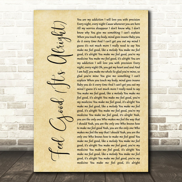 Blonde Feel Good (It's Alright) Rustic Script Song Lyric Music Print