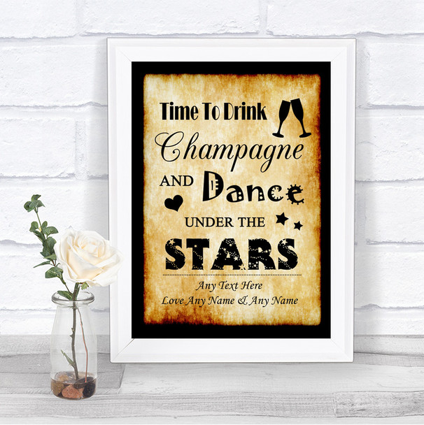 Western Drink Champagne Dance Stars Personalized Wedding Sign