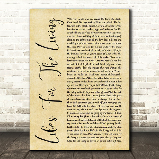 Passenger Life's For The Living Rustic Script Song Lyric Music Print