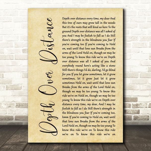 Ben Howard Depth Over Distance Rustic Script Song Lyric Music Print