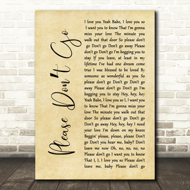 KC And The Sunshine Band Please Don't Go Rustic Script Song Lyric Music Print