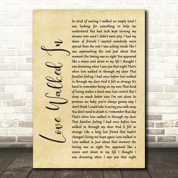 Thunder Love Walked In Rustic Script Song Lyric Music Print