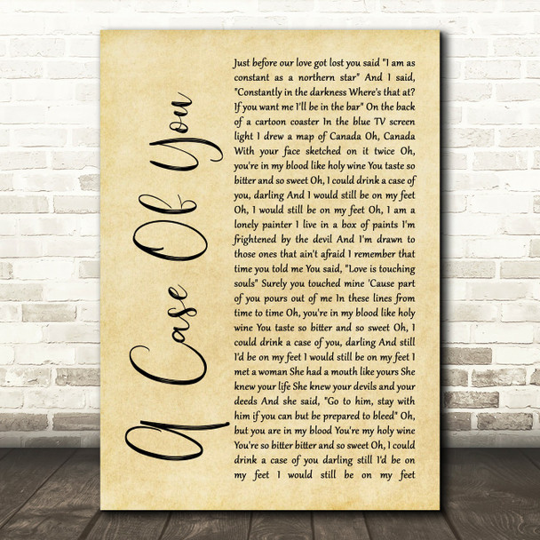 Joni Mitchell A Case Of You Rustic Script Song Lyric Music Print