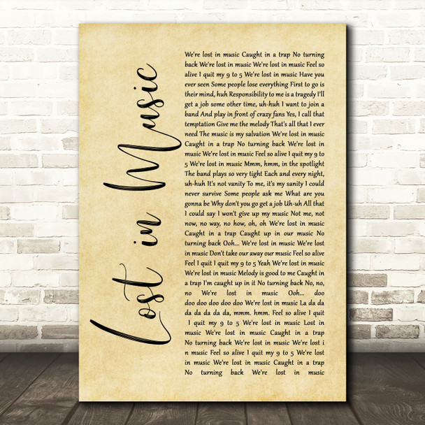 Sister Sledge Lost In Music Rustic Script Song Lyric Music Print