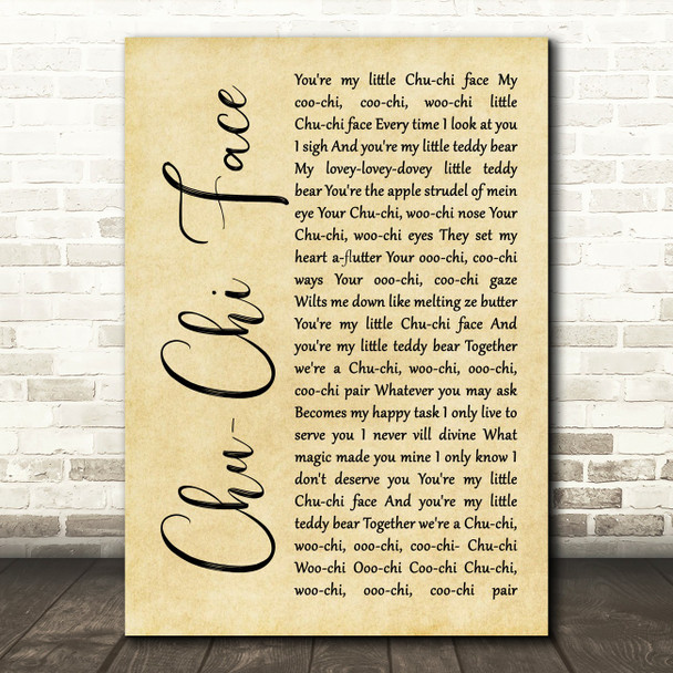 Gert Frobe & Anna Quayle Chu-Chi Face Rustic Script Song Lyric Music Print