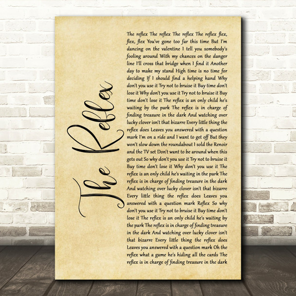 Duran Duran The Reflex Rustic Script Song Lyric Music Print