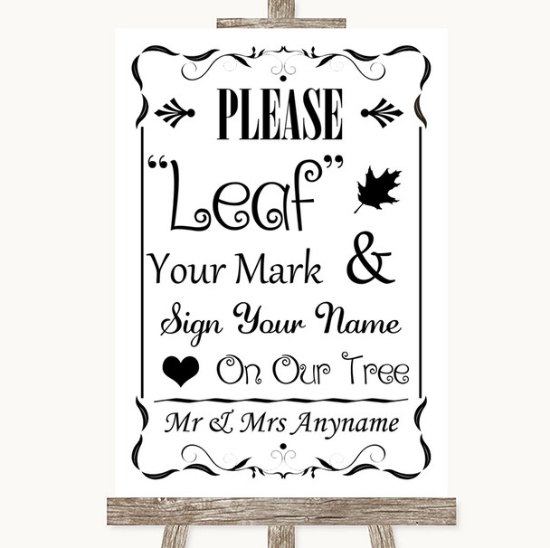 Black And White  Fingerprint Tree Instructions Personalised Wedding Sign