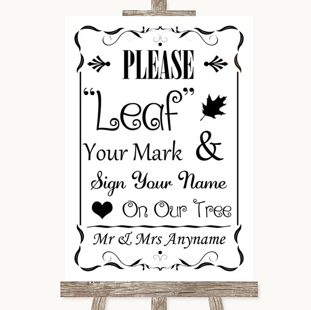 Black & White Fingerprint Tree Instructions Personalized Wedding Sign