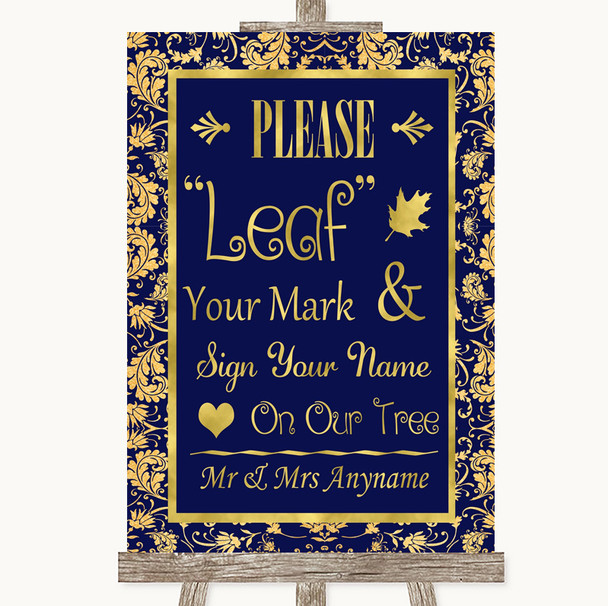 Blue & Gold Fingerprint Tree Instructions Personalized Wedding Sign