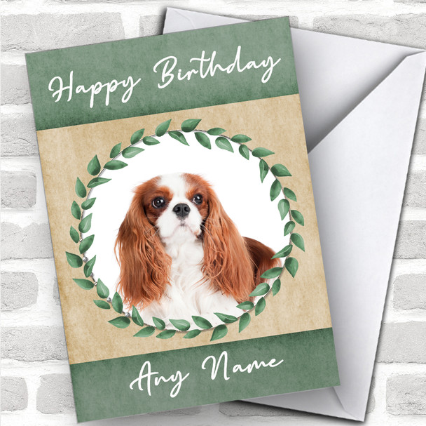 Cavalier King Charles Spaniel Dog Green Animal Personalized Birthday Card
