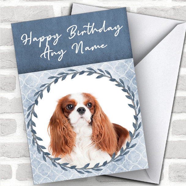 Cavalier King Charles Spaniel Dog Blue Animal Personalized Birthday Card