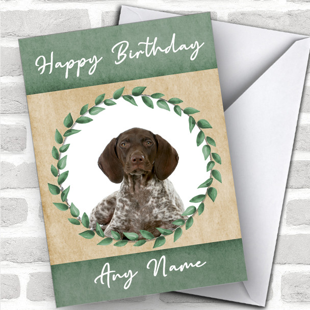 German Shorthaired Pointer Dog Green Animal Personalized Birthday Card