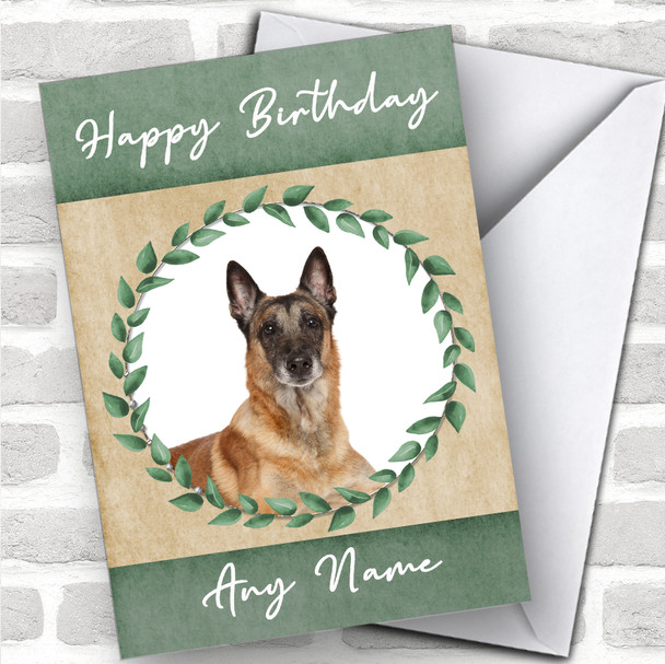 Belgian Shepherd Malinois Dog Green Animal Personalized Birthday Card
