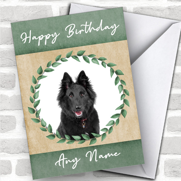 Belgian Shepherd Sheepdog Dog Green Animal Personalized Birthday Card