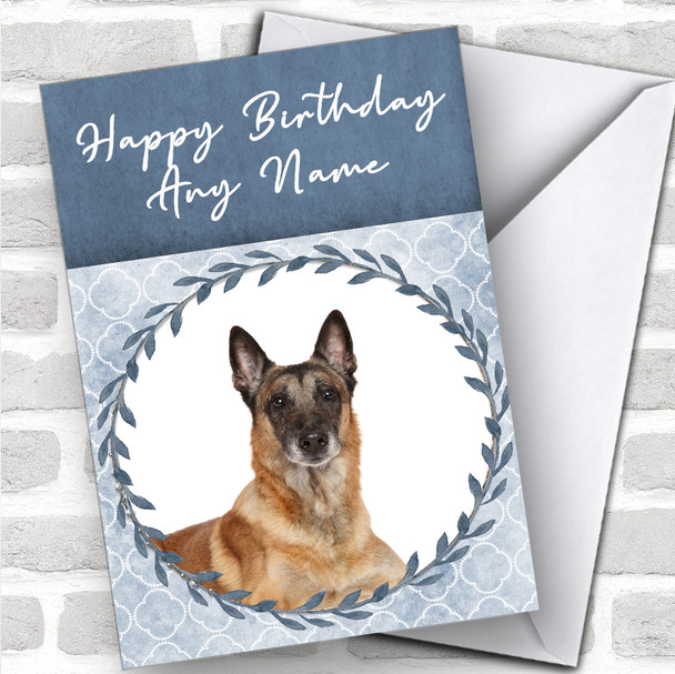 Belgian Shepherd Malinois Dog Blue Animal Personalized Birthday Card
