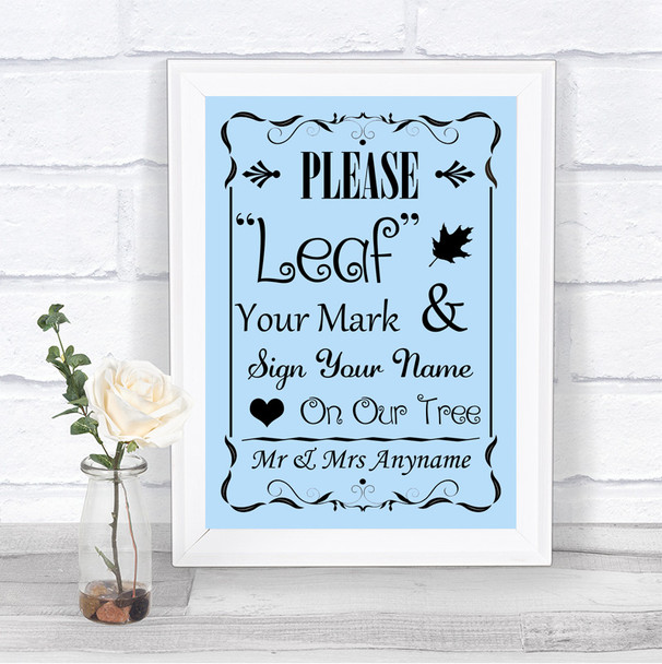 Blue Fingerprint Tree Instructions Personalized Wedding Sign