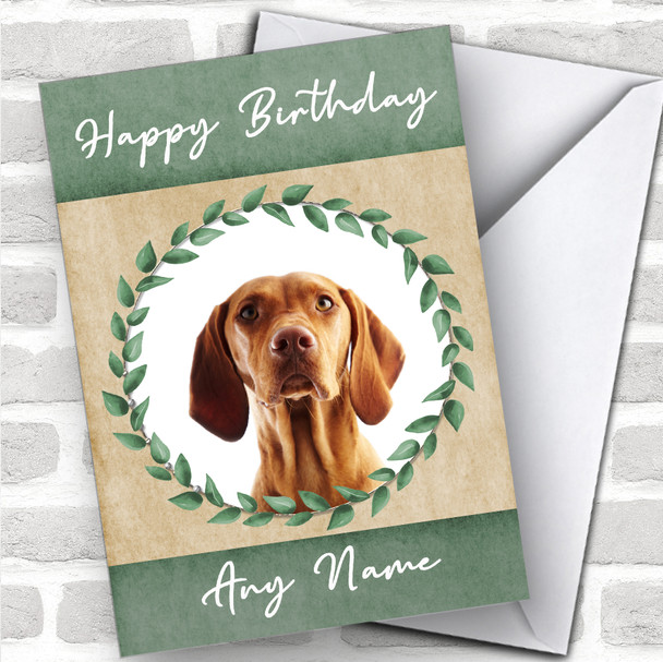 Hungarian Vizsla Pointer Dog Green Animal Personalized Birthday Card