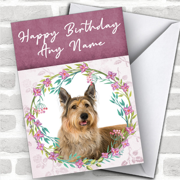 Berger De Picardie Dog Pink Floral Animal Personalized Birthday Card