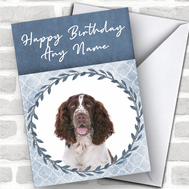 English Springer Spaniel Dog Blue Animal Personalized Birthday Card
