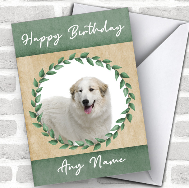 Great Pyrenees Mountain Dog Green Animal Personalized Birthday Card