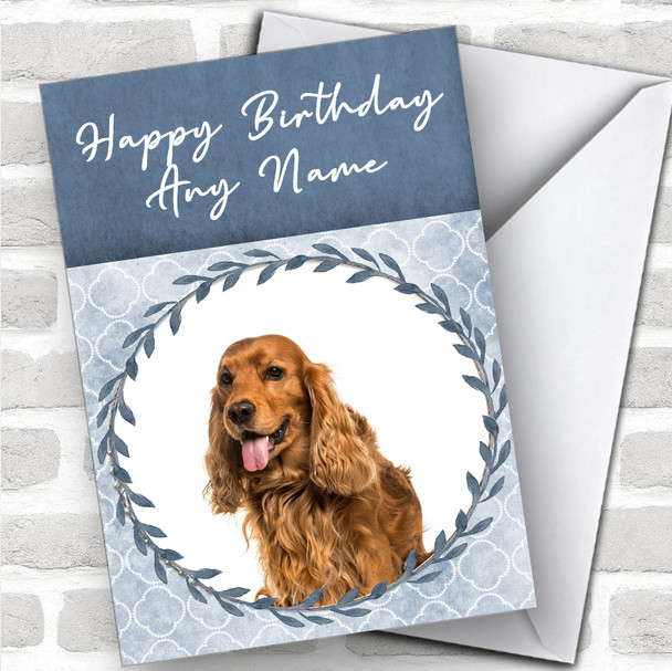 English Cocker Spaniel Dog Blue Animal Personalized Birthday Card