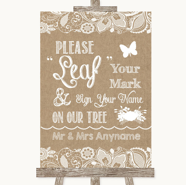 Burlap & Lace Fingerprint Tree Instructions Personalized Wedding Sign