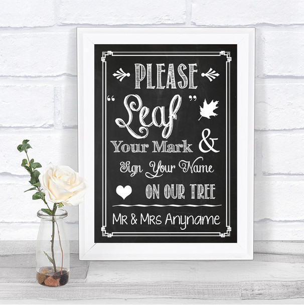 Chalk Sketch Fingerprint Tree Instructions Personalized Wedding Sign