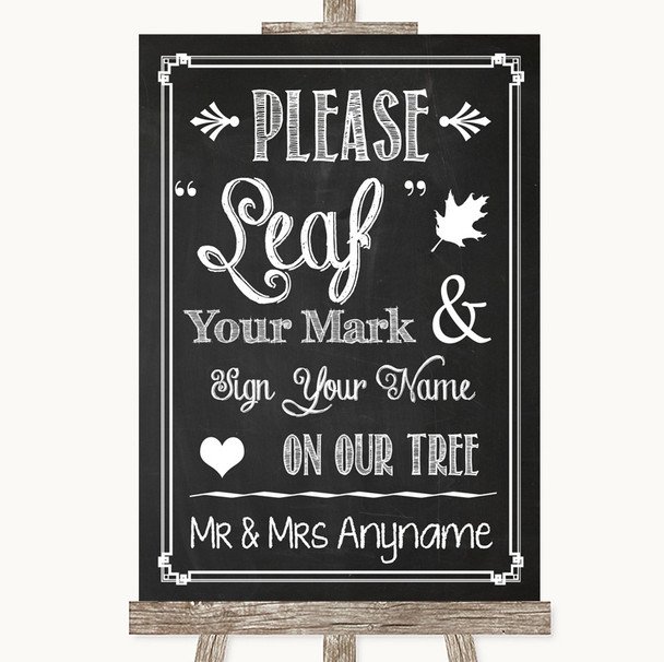 Chalk Sketch Fingerprint Tree Instructions Personalized Wedding Sign