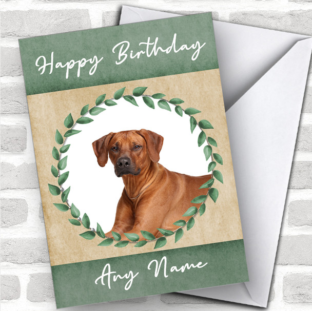 Rhodesian Ridgeback Dog Green Animal Personalized Birthday Card