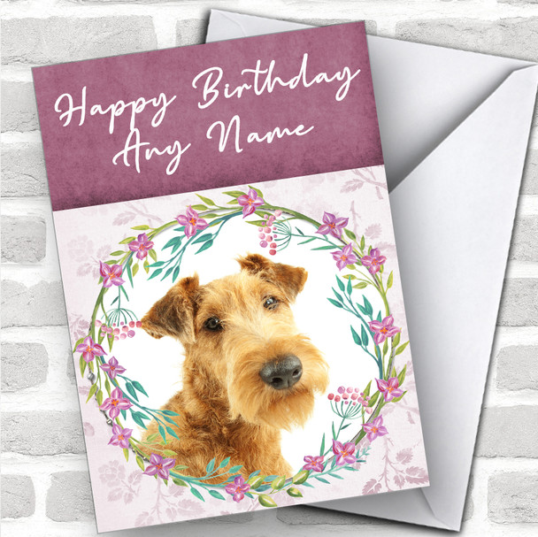 Irish Terrier Dog Pink Floral Animal Personalized Birthday Card