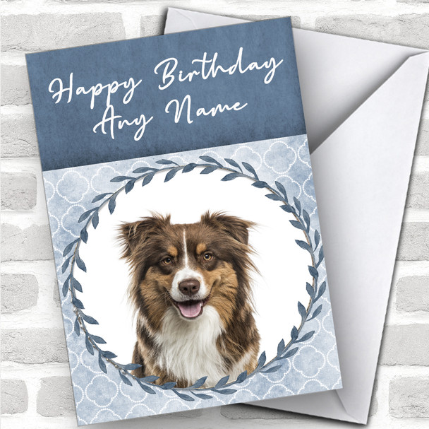 Australian Shepherd Dog Blue Animal Personalized Birthday Card