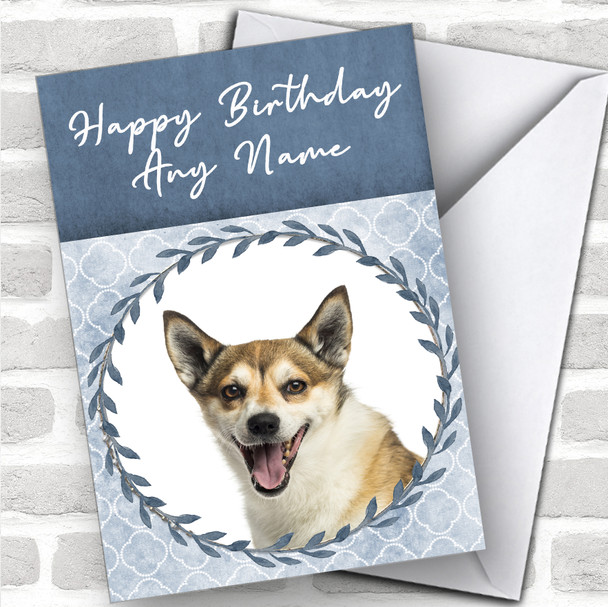 Norwegian Lundehund Dog Blue Animal Personalized Birthday Card