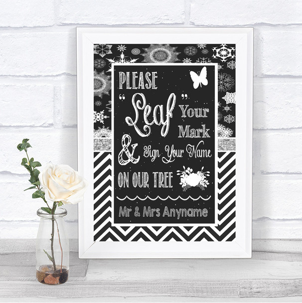 Chalk Winter Fingerprint Tree Instructions Personalized Wedding Sign