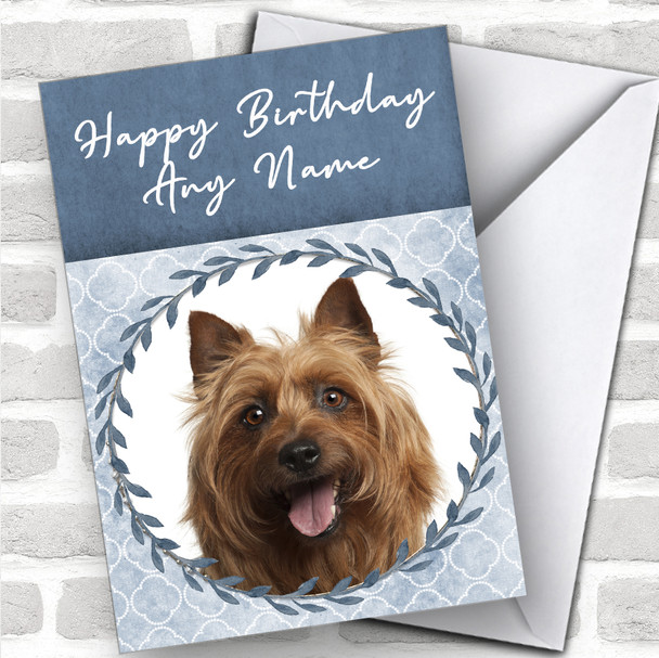 Australian Terrier Dog Blue Animal Personalized Birthday Card