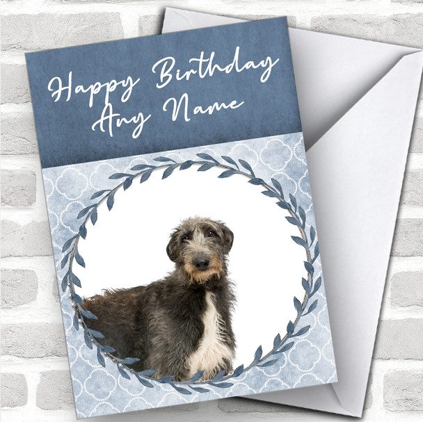 Scottish Deerhound Dog Blue Animal Personalized Birthday Card