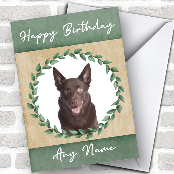 Australian Kelpie Dog Green Animal Personalized Birthday Card