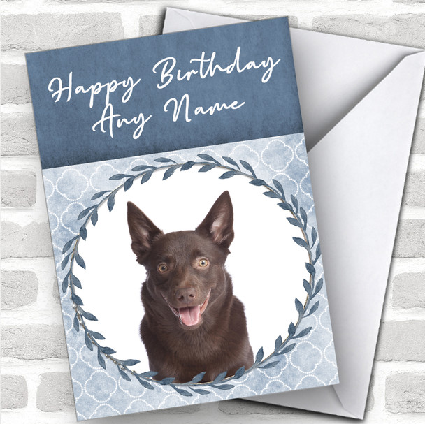 Australian Kelpie Dog Blue Animal Personalized Birthday Card