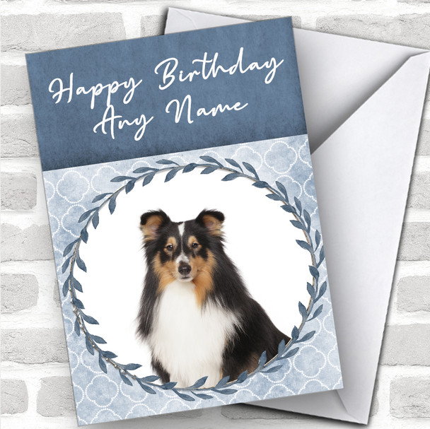 Shetland Sheepdog Dog Blue Animal Personalized Birthday Card