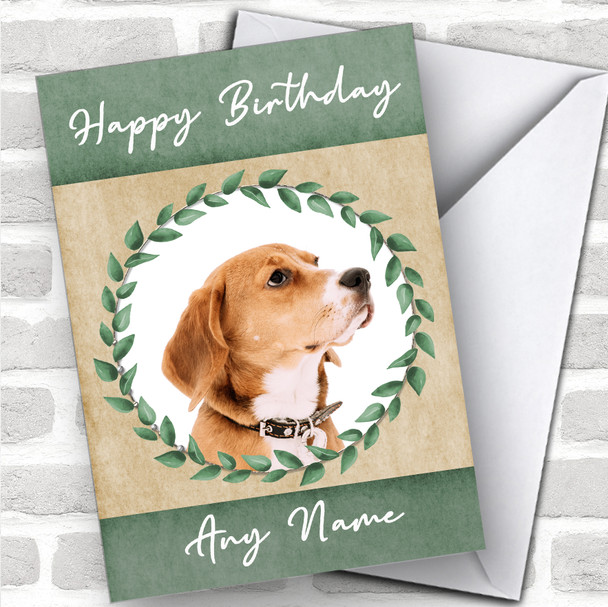 English Foxhound Dog Green Animal Personalized Birthday Card