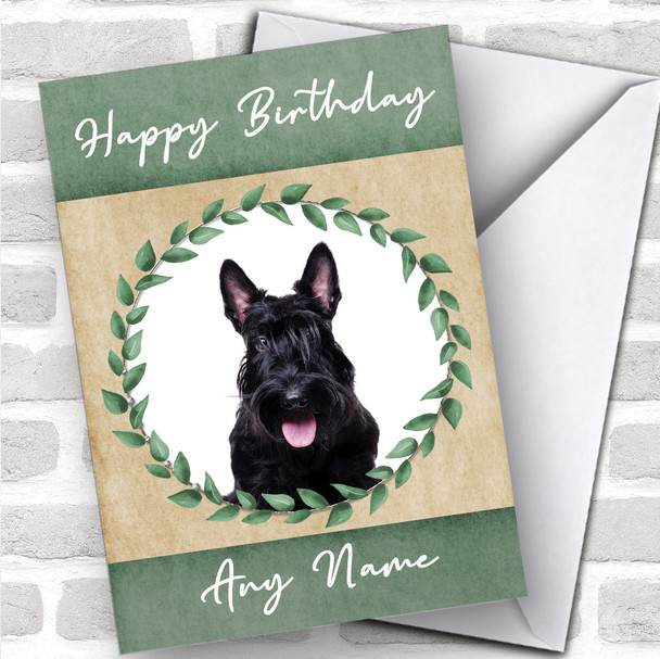 Scottish Terrier Dog Green Animal Personalized Birthday Card