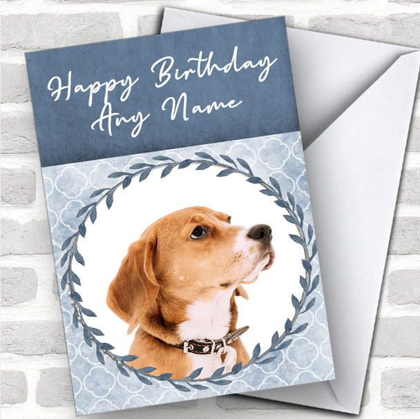 English Foxhound Dog Blue Animal Personalized Birthday Card