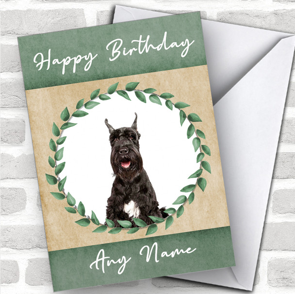 Giant Schnauzer Dog Green Animal Personalized Birthday Card