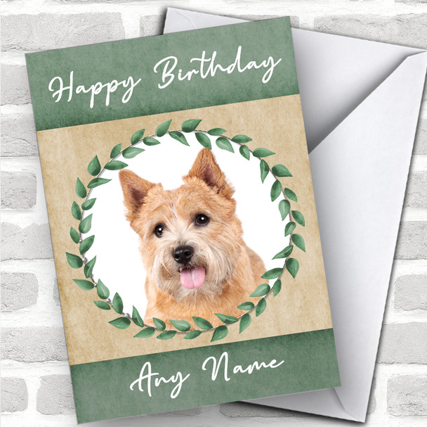 Norwich Terrier Dog Green Animal Personalized Birthday Card