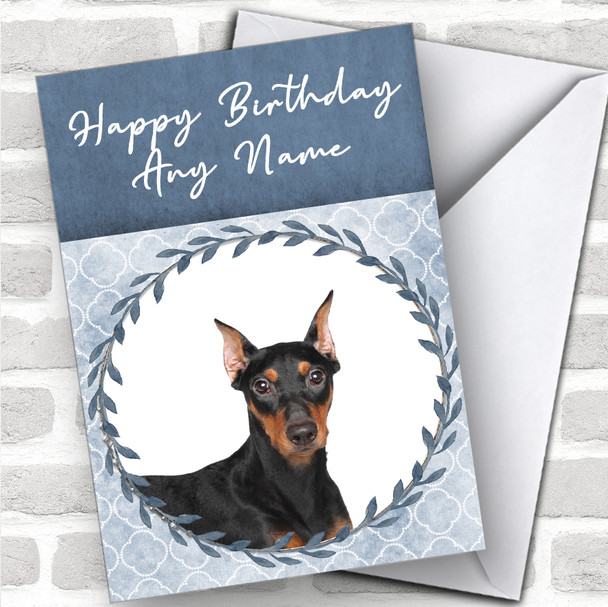 German Pinscher Dog Blue Animal Personalized Birthday Card