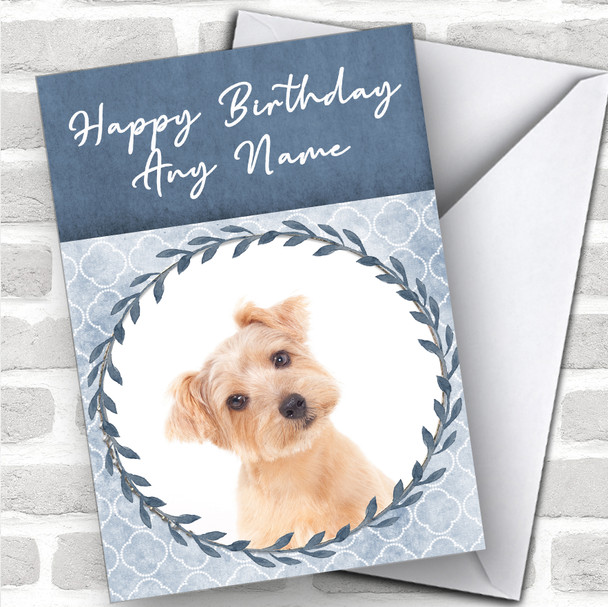 Norfolk Terrier Dog Blue Animal Personalized Birthday Card